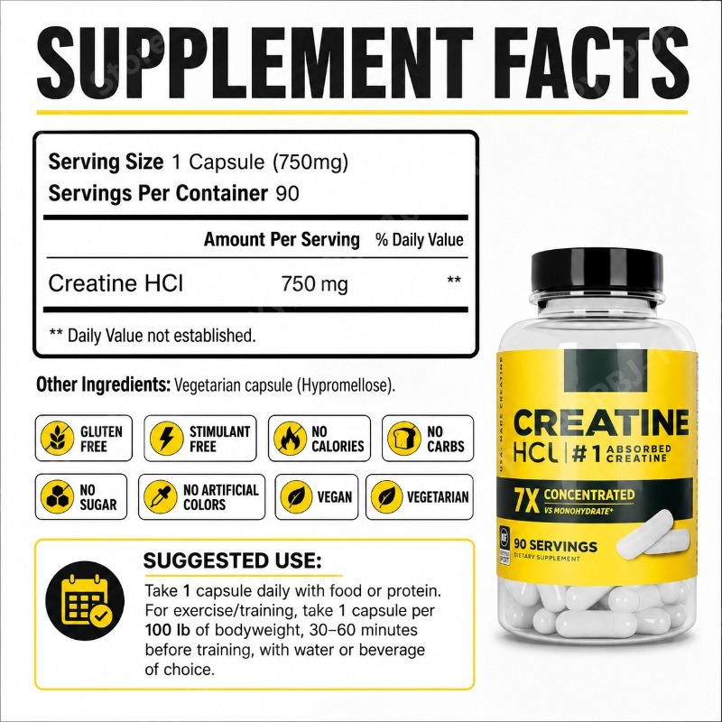 Creatina HCl 750mg 90 Cápsulas - Fitness With Nutrition reseña y precio