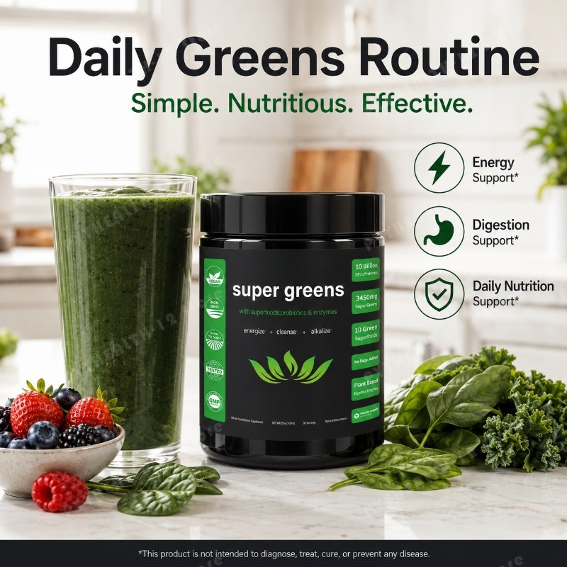Super Greens en Polvo con Mezc - Digestive Enzyme Blend reseña y precio
