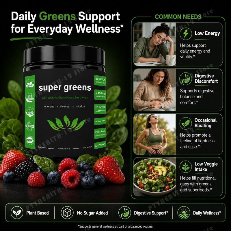 Super Greens en Polvo con Mezc - Digestive Enzyme Blend reseña y precio